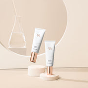 ProtoClinical k-beauty abstract beauty graphic with soft pale tones on a light background.
