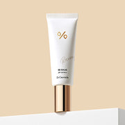 ProtoClinical k-beauty pale beige beauty graphic with a soft peach center and muted lilac shading on a light background.