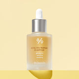 ProtoClinical k-beauty Dr.Ceuracle Royal Vita Propolis 33 Ampoule 30ml single upright amber ampoule bottle centered on a warm beige background with a pale yellow lower band
