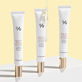 ProtoClinical k-beauty pale yellow beauty graphic with soft white bands and a muted gray lower-right accent.