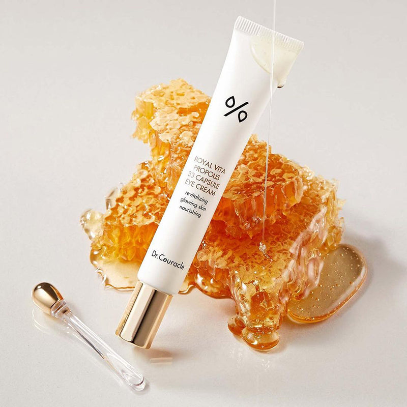 ProtoClinical k-beauty beauty product graphic with soft blue side shading and a warm beige center on a light background.