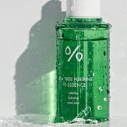 ProtoClinical k-beauty Dr.Ceuracle Tea Tree Purifine 95 Essence 50ml single upright green essence carton centered on a white background with pale pink and mint corner accents
