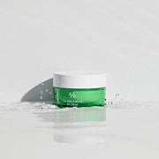 ProtoClinical k-beauty abstract cream skincare graphic with a soft sage form along the middle left on a light background.