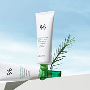 ProtoClinical k-beauty Dr.Ceuracle Tea Tree Purifine Green Up Sun SPF50 PA++++ 50ml single centered pale gray sunscreen package on a light blue and white background.