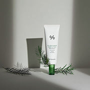 ProtoClinical k-beauty Dr.Ceuracle Tea Tree Purifine Green Up Sun SPF50 PA++++ 50ml single centered dark gray sunscreen package on a charcoal and light gray background.