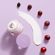 ProtoClinical k-beauty abstract lavender skincare graphic with soft vertical mauve bands on a light background.
