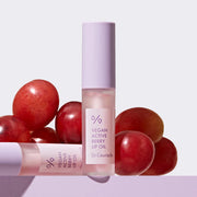 ProtoClinical k-beauty Dr.Ceuracle Vegan Active Berry Lip Oil 4.5ml three berry-toned lip oil bottles side by side on a pink background with a light blue band across the top