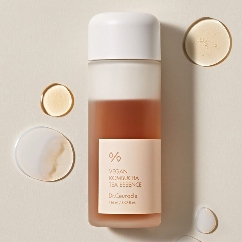 ProtoClinical k-beauty pale beige beauty graphic with a centered brown vertical band on a light background.