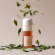 ProtoClinical k-beauty soft beige and mauve beauty graphic with a centered vertical band on a light background.