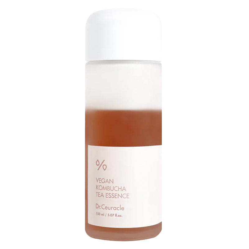 ProtoClinical k-beauty pale neutral beauty graphic with a centered dark vertical panel on a light background.