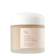 ProtoClinical k-beauty Dr.Ceuracle Vegan Kombucha Tea Gel Cream 75g size guide graphic with the cream jar, measurement callouts, and a square product-page layout