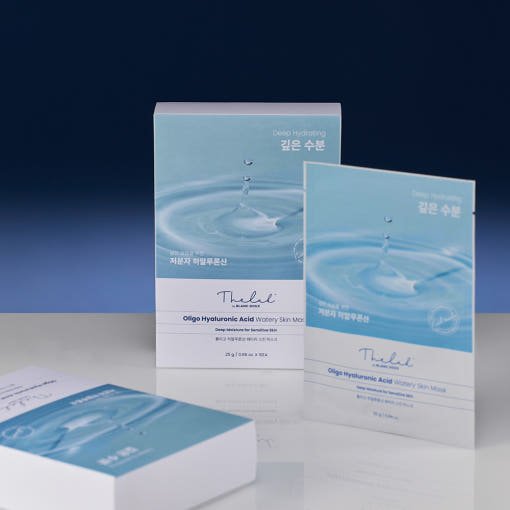 ProtoClinical k-beauty [THE LAB by BLANC DOUX] Oligo Hyaluronic Acid Watery Skin Mask 25g x 10ea single teal sheet mask pack centered on a pale background