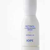 ProtoClinical k-beauty IOPE Retinol Super Bounce Serum 30ml soft lavender product graphic with a vertical gray accent on a pale background