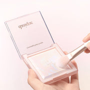 ProtoClinical k-beauty soft peach beauty graphic with a muted brown right edge on a light background.