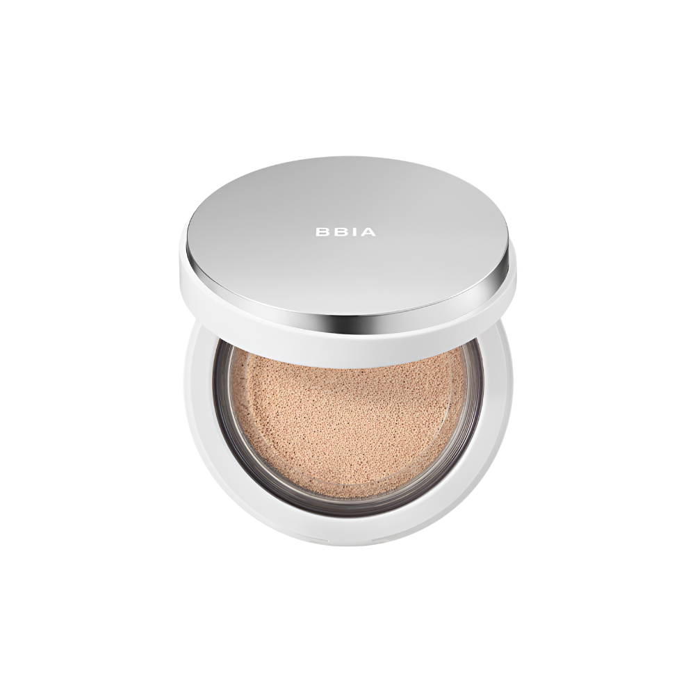 BBIA Eau Glow Cushion SPF40 PA+++ 15g by ProtoClinical shown in a branded product graphic with cushion visuals on a white background, highlighting the Eau Glow Cushion details for a k-beauty makeup routine.