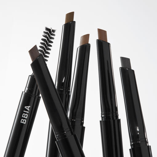 ProtoClinical k-beauty BBIA Last Auto Eyebrow Pencil 0.25g two dark eyebrow pencils standing upright on a light background