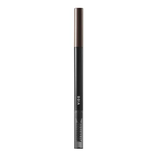 ProtoClinical k-beauty BBIA Last Auto Eyebrow Pencil 0.25g 02 Dark Brown shade swatch with a single dark brown brow stroke on a light background