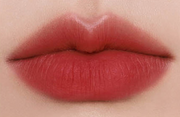 ProtoClinical k-beauty BBIA Last Powder Lipstick 3.5g deep red lipstick swatch centered on a pale cream background
