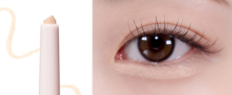 ProtoClinical k-beauty BBIA Last Powder Pencil 0.7g warm beige pencil swatch laid horizontally on a pale blue background