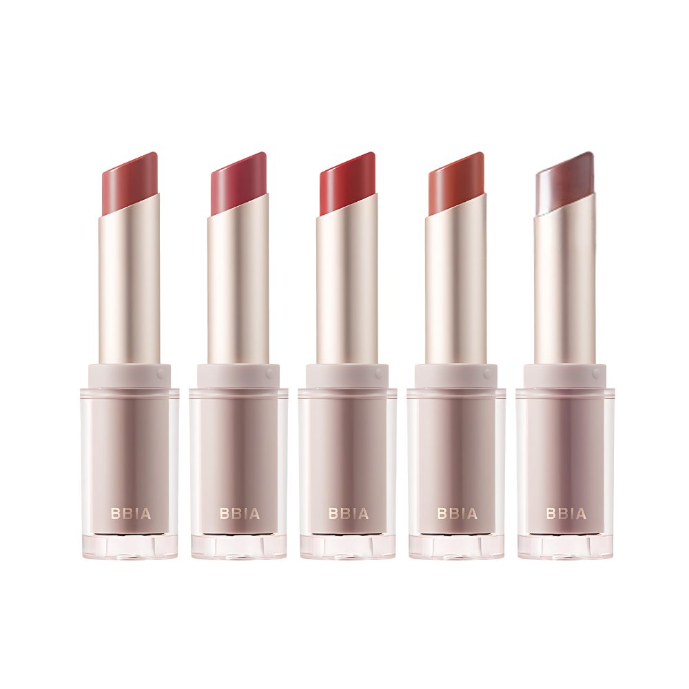 ProtoClinical k-beauty BBIA Ready To Wear Water Lipstick 3g two upright mauve lipstick packages side by side on a white background