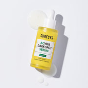 ProtoClinical k-beauty CURESYS Acvita Dark Spot Serum 30ml single upright serum package centered on a white background with pale yellow and olive tones