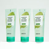 ProtoClinical k-beauty CURESYS Heartleaf Acpair Gel Foam Cleanser 150ml with three mint-green cleanser tubes standing side by side on a white background