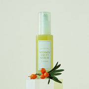 ProtoClinical k-beauty I'm from Vitamin Fruit Serum 30ml single upright olive serum bottle centered on a pale blue and cream background