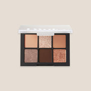 ProtoClinical k-beauty Dinto Blur-Finish Shadow 5.4g #703 Edith Wharton open six-pan eyeshadow palette on a clean white background with brown, peach, and glitter shades