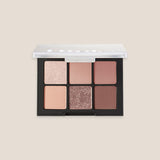 ProtoClinical k-beauty Dinto Blur-Finish Shadow 5.4g #705 Mary Shelley open six-pan eyeshadow palette on a clean white background with neutral brown, mauve, and shimmer shades