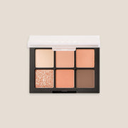 ProtoClinical k-beauty Dinto Blur-Finish Shadow 5.4g #706 George Eliot open six-pan eyeshadow palette with peach, brown, and glitter shades