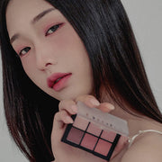 ProtoClinical k-beauty Dinto Blur-Finish Shadow 5.4g #708 J.L. Long close-up eyeshadow palette with a rosy pink center and deep brown outer shades on a light background