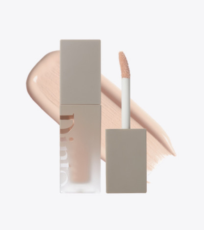 ProtoClinical k-beauty Dinto Wooncho Light-Veil Corrector 2colors + Concealer 3colors two nude-toned makeup pieces arranged in an L shape on a white background with pale blue corner shading