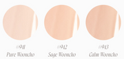 ProtoClinical k-beauty three warm beige beauty product silhouettes with pale blue lower accents on a white background.