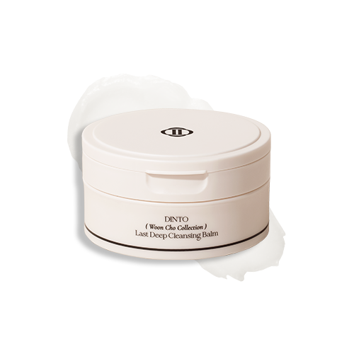 ProtoClinical k-beauty Dinto [Wooncho Collection] Last Deep Cleansing Balm 100ml single pale pink square cleansing balm package rotated on a black background.