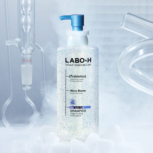 ProtoClinical k-beauty LABO-H Hair Loss Care Scalp Cooling & No Sebum Shampoo 400ml single upright shampoo bottle on a white background.