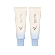 ProtoClinical k-beauty [Beauty of Joseon] Relief Sun Aqua-fresh Rice+B5 (SPF50+ PA++++) 50ml x 2ea two upright pale sunscreen tubes side by side on a light background.