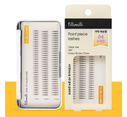 ProtoClinical k-beauty Fillimilli Point Piece Lashes (9,10,11MM) (90pcs) #A-SHAPE single horizontal lash package with a dark top band, pale lavender center, and yellow lower section on a white background
