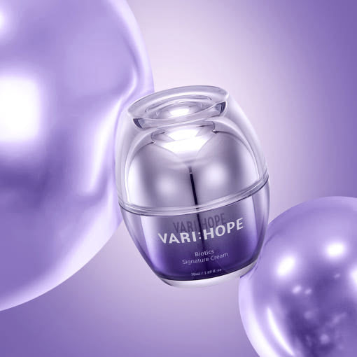 ProtoClinical k-beauty lavender beauty product silhouette with a darker vertical center on a soft purple background.