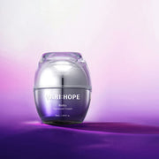 ProtoClinical k-beauty lavender beauty product silhouette with a deeper violet lower center on a soft lilac background.