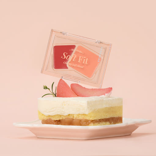 ProtoClinical k-beauty FORENCOS Soft Fitting Cream Blusher 3g two warm beige blush blocks stacked vertically on a peach background