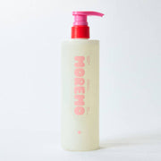 ProtoClinical k-beauty moremo Super Repair Shampoo 480ml, single tall shampoo bottle on a light background with pale blue side accents.