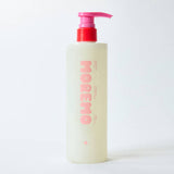 ProtoClinical k-beauty moremo Super Repair Shampoo 480ml, single tall shampoo bottle on a light background with pale blue side accents.