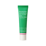 ProtoClinical k-beauty [Real Barrier] Cica Calamine Quick Calming Cream 30ml soft green vertical packaging silhouette with pink side accents on a light background.