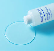 ProtoClinical k-beauty abstract beauty graphic with a pale blue upper area and a deeper blue center on a cool blue background.