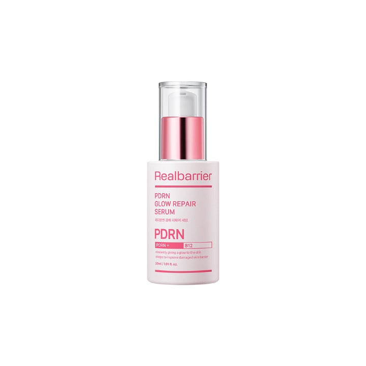 ProtoClinical k-beauty [Real Barrier] PDRN Glow Repair Serum 30ml bottle silhouette on a white background.