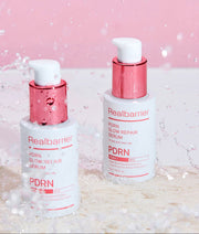 ProtoClinical k-beauty [Real Barrier] PDRN Glow Repair Serum 30ml soft pink and pale mint beauty gradient on a light background.
