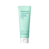 ProtoClinical k-beauty [Real Barrier] Porebium Cleansing Foam 150ml single upright pale green cleansing foam tube on a light background with soft pink side accents.