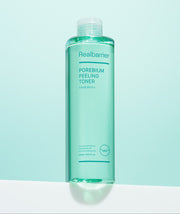 ProtoClinical k-beauty beauty product silhouette with an aqua vertical center and soft green side tones on a light background.