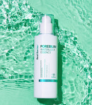 ProtoClinical k-beauty beauty product silhouette with an aqua vertical center on a mint green background.