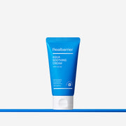 ProtoClinical k-beauty [Real Barrier] Aqua Soothing Cream [Tube] 75ml shown as a single tube silhouette with a bright blue vertical center on a pale peach background